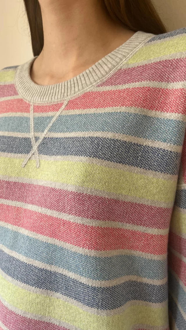 The make up technique on this @johnlewis striped top makes it look like a jersey sweat but is it jersey or knitwear?
#mytrainedeye #productdevelopment #trainingcourse #knitwear #johnlewis #stripeddtop